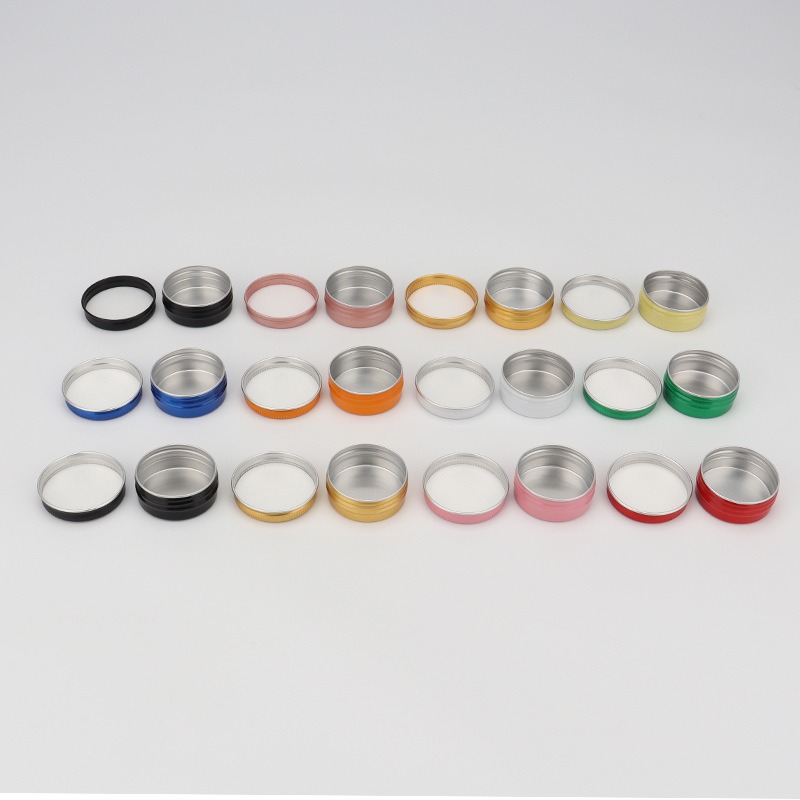 Tin Container Lid - 5ml～250ml 化粧品用アルミ缶 アルミボックス シルバーアルミ缶 ねじ蓋付き丸型キャンドル/スパイス缶 蓋付き容器