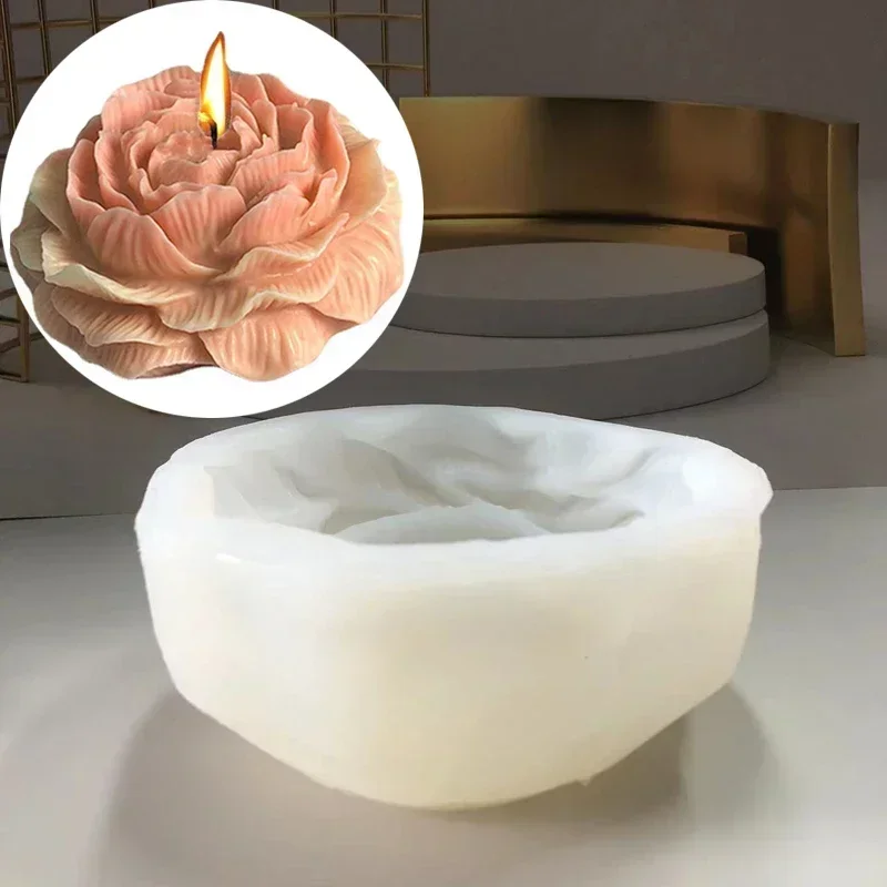 Candle Making Kits - 特大3Dフラワーキャンドルシリコンモールド DIY ピオニーアロマプラスターレジン製作ツール 手作り石鹸 チョコレートケーキベーキングキット