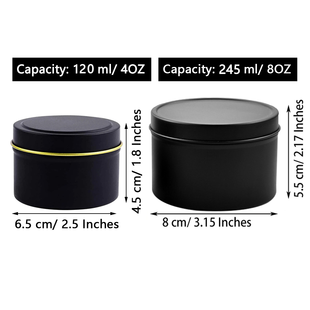 4オンス/8オンスの蓋付きキャンドル缶、クリスマスマットブラ - Tin Container Lid のレビューと価格